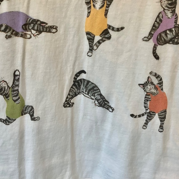 Vintage 90's T-shirt Yoga Cats Yoga Pawsitions Cotton Size Medium - Picture 5 of 8